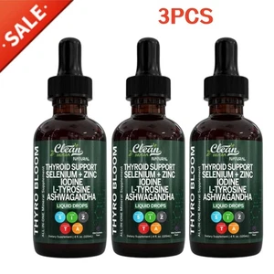 3 Pcs Thyroid Support Drops Selenium Zinc Iodine L Tyrosine Ash wagandha - Picture 1 of 12