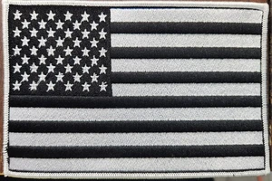 American USA Flag Patch W/ Hook & Loop Black & White Tactical White Border III - Picture 1 of 1