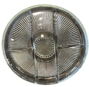 Indiana Glas Starburst geteilt Hors d'oeuvres Schale 10,25" schwer Vintage MCM - Bild 1 von 5