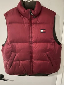 Tommy Hilfiger Vintage Men’s Y2K  Down Reversible Red/Gray Puffer Vest Vtg 2XL  - Picture 1 of 9
