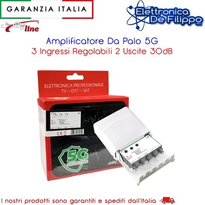 Amplificatore Da Palo 5G 3 Ingressi Regolabili 2 Uscite 30dB - Immagine 1 di 2
