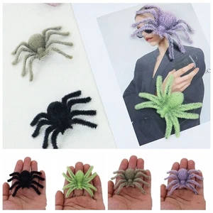Plush Spider Simulation Flocking Spider Black Spider Haunted Spider Party Decors - Picture 1 of 12