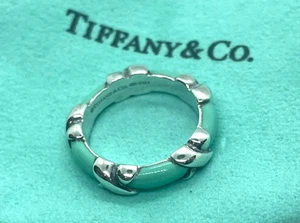 Anillo Tiffany & Co. Esmalte Azul Firma X Banda Talla 5 - Imagen 1 de 9