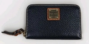 Dooney & Bourke Pebble Grain Large Zip Around Credit Card Case Blue 4.5 X 3 Inch - Picture 1 of 8