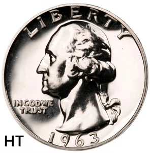1963 Washington Quarter - Choice Gem Proof Lustrous 90% Silver US Coin #D7311 - Picture 1 of 4