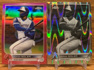 JORGE SOLER Pink + RayWave Refractor LOT | 2022 Topps Chrome Atlanta BRAVES - Picture 1 of 2