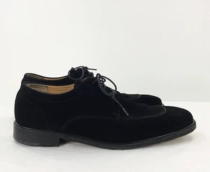 Salvatore Ferragamo Mens Suede Oxford Shoe Black Apron Split Toe  Lace Up Sz  9 - Picture 1 of 15
