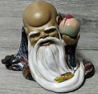 Vintage Oriental Chinese SHIWAN Mudman God Of Longevity Peach, Clay Figurine