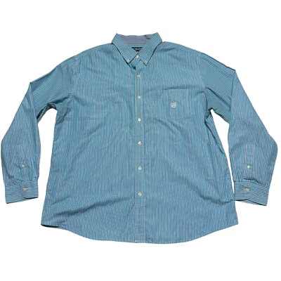 Chaps Ralph Lauren Shirt Mens XXL Blue Striped Button Up Easy Care Casual - Image 1 of 4