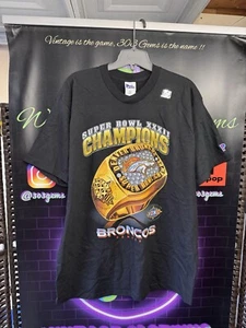 NWT Vintage 1998 Denver Broncos RING Super Bowl XXXII 32 NFL Champions T-Shirt 2 - Picture 1 of 3