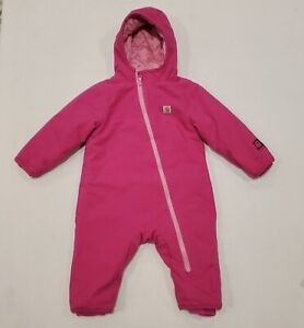 Carhartt Infant Toddler Size 12 Month Quick Duck Snow Suit Coveralls Pink Zipper