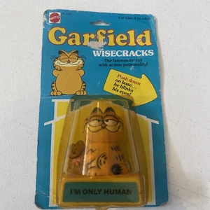 Vintage Garfield 1982 Wisecracks Statue Spielzeugbasis Push Down - I'm Only Human - Bild 1 von 6