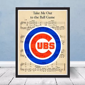 Gerahmtes Chicago Take Me Out Ballspiel Noten Logo Baseball Wrigley Geschenk Kunst - Bild 1 von 3
