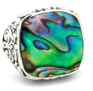 Video Samuel B 925 Sterlingsilber Natur Abalone Perle Handwerker Ring Designer - Bild 1 von 3