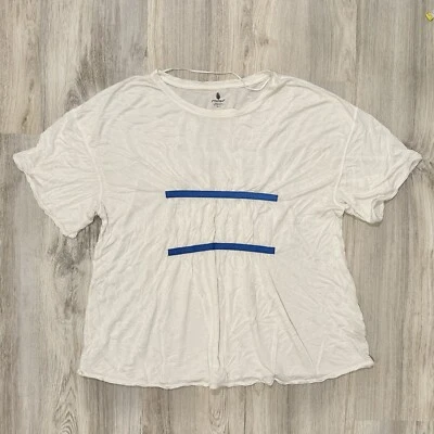 Camisa Free People FP Movement branca azul manga curta lã tamanho grande tamanho XS - Imagem 1 de 4