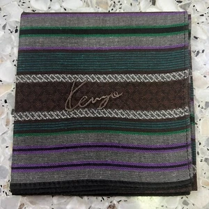 MAN HANKY STRIPED BROWN GREEN PURPLE JAPAN COTTON POCKET ART SQUARE 18” #JP193 - Picture 1 of 3