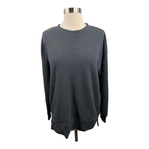 Zella Nordstrom Crew Neck Pullover Sweater Size S Gray Soft Fleece Zip Pockets - Picture 1 of 10