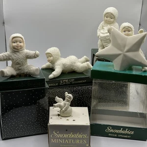 Vintage Abt. 56 Snowbabies Lot 5 Lite Up Zinn nicht mehr produziert Urlaub Figuren Ornamente - Bild 1 von 9