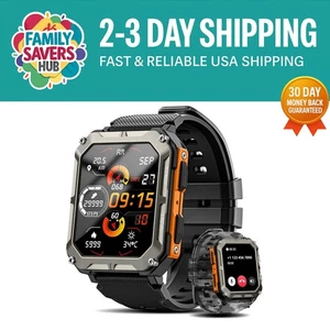 Orange Tactical Smartwatch for Men – Heart Rate, Sleep Monitor & Fitness Tracker - Picture 1 of 10