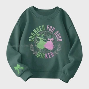 Wicked Shirt Girls Sweatshirt size 10 12 14 160 Glinda Elphaba Pink Green Movie - Picture 1 of 4