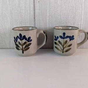 VTG Speckled Japan Coffee Mugs Floral Set of 2 EUC - Picture 1 of 5