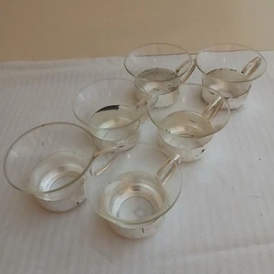 Lovely Vintage German Schott Mainz JENA-er Tea Glass Cup Silver Set of 6 - Picture 1 of 9