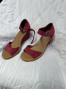 UGG Wedge Espadrille Sandals Pink Striped Shoes Open Peep Toe Heel Size Uk 5 - Picture 1 of 16