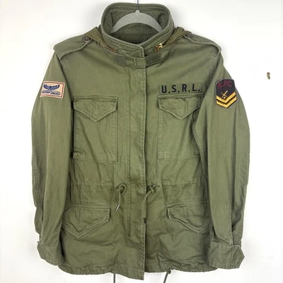 Polo Ralph Lauren Mujer Militar Chaqueta de Campo Sarga USRL Parches Capucha Talla Pequeña Foto 1 de 4