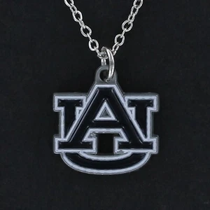AUBURN TIGERS Necklace - Enamel Pewter Charm Pendant NCAA College University - Picture 1 of 4