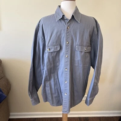 Scandia Woods Denim Plaid Lined Long Sleeve Button Up Gray Large - Image 1 of 4