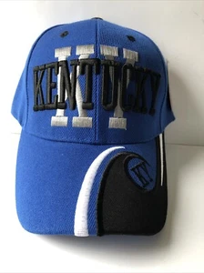 Kentucky Blue, Black, Silver Baseball Cap Hat With Adjustable Strapback - New - Picture 1 of 4