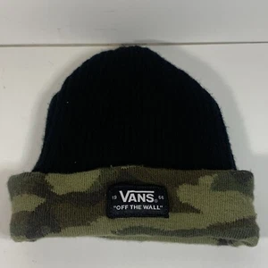 Vans Beanie One Size Fits All Black/Camo Cuff Winter Hat Off The Wall Skater - Picture 1 of 7