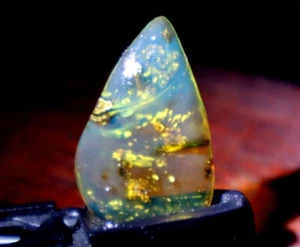 Natural Dominican Clear Light Blue Amber Polished Stone 25mm FREE DRILLING - Picture 1 of 8