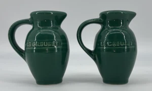 Le Creuset Green Salt & Pepper Spice Shakers Stoneware Jug Pitcher 3" Farmhouse - Picture 1 of 6