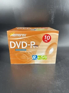 Memorex 8x 4.7GB 120min DVD+R 10PK With Jewel Cases (BRAND NEW SEALED) - Picture 1 of 3