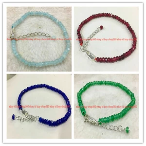 Hurtownia 2x4mm fasetowana bransoletka z kamieniami szlachetnymi Rondelle Akwamaryn 7,5'' - Zdjęcie 1 z 19