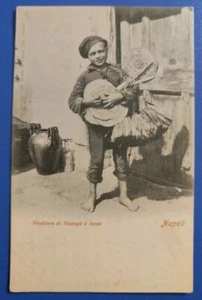1900ca Napoli - venditore di ventagli e scope - costumi napoletani - reclame - Picture 1 of 2