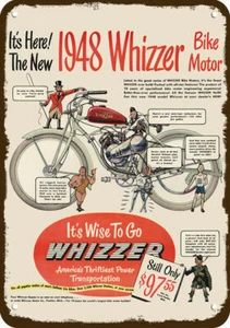 1948 WHIZZER MOTOR BIKE BICYCLE Vintage-Look-Edge DECORATIVE REPLICA METAL SIGN - Picture 1 of 1