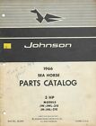 JOHNSON Motor Boat 1966 SEA HORSE 3 HP JW-JWL-21E JH No. 381410 Parts Catalog