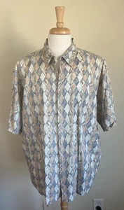 Camisa Birmania Bibas Multicolor Geométrica Algodón Césped Manga Corta Abotonada 2XL - Imagen 1 de 5