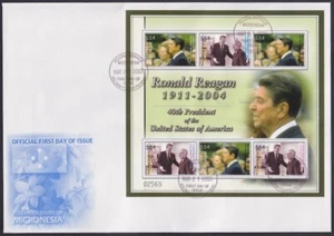 MICRONESIA # 634a-b.1 FDC HOJA de 6 PRES REAGAN HOSTING ISRAEL PM SHAMIR - Imagen 1 de 1
