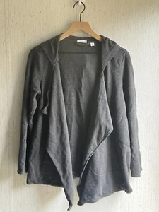 Pure Jill J Jill Pima Cotton Hooded Open Front Draped Cardigan Gray M - Bild 1 von 5