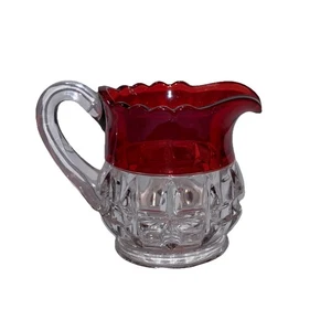 VTG Ruby Stained Flash Glass Creamer Pitcher EAPG Excelsior Adams & Company U174 - Picture 1 of 10