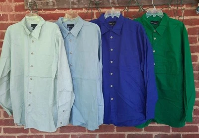 NWOT ROBERT LOUIS Mens LG LOT of 4 Solid L/S Button Front Silk/ Linen Shirts 00s - Image 1 of 4