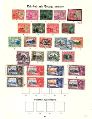 TRINIDAD & TOBAGO  QV- KGV Collection on 2 Album Pages - 1p tracked shipping - Image 1 of 2