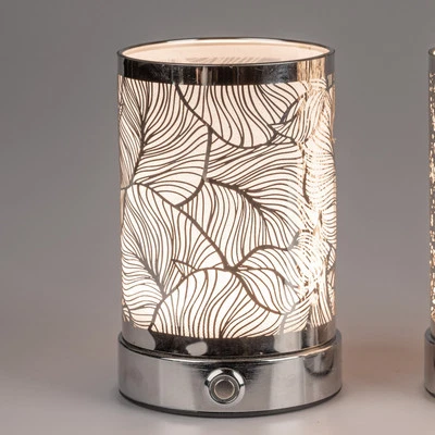 Batteria da Tavolo Foglie Cilindro Dimmerabile H.16cm Argento Metallo FORMANO - Immagine 1 di 4
