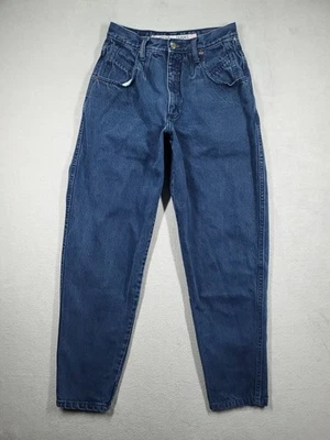 Jeans feminino vintage Zena 7 afunilado mãe cintura alta plissado anos 90 lavagem escura denim - Imagem 1 de 4