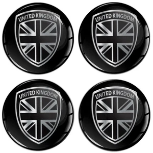 Silikon Aufkleber 3D für Nabendeckel Felgendeckel Schwarz Britische Flagge A 90 - Picture 1 of 3