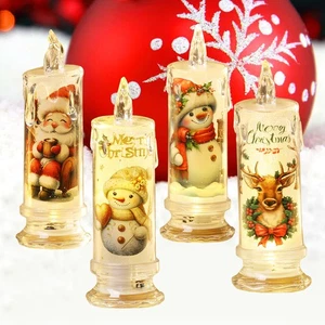 1x Schneemann Weihnachtsmann Weihnachten Dekoration Warmweiß Kerzen Lichter - Bild 1 von 7