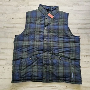 NEU Vineyard Vines Daunen gefütterte Weste Jacke blau grün kariert durchgehender Reißverschluss Herren L - Bild 1 von 7